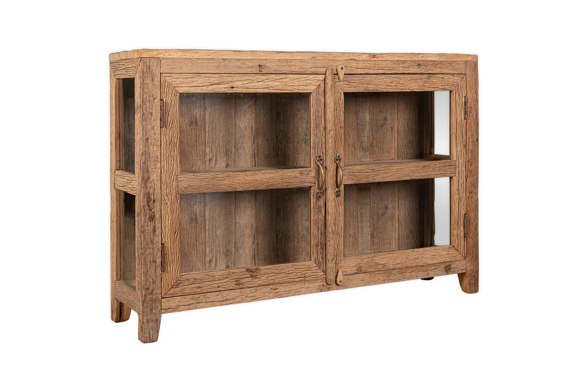 Ibo Reclaimed Wood & Glass Sideboard - Natural - Image 9