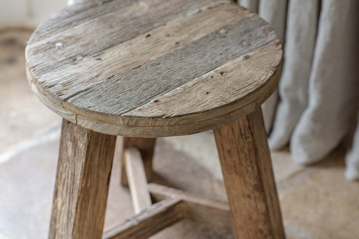 Ibo Reclaimed Wood Round Side Table - Natural - Image 6