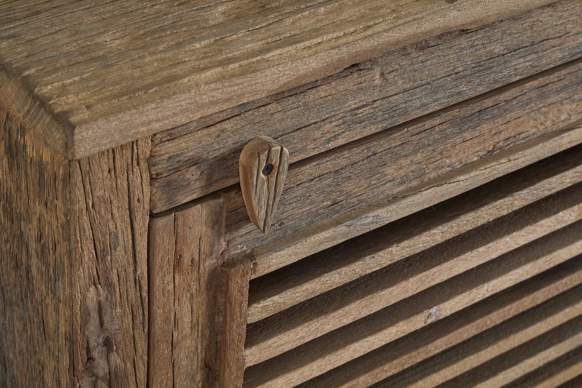 Ibo Reclaimed Wood Slatted Low Cabinet - Natural - Image 9