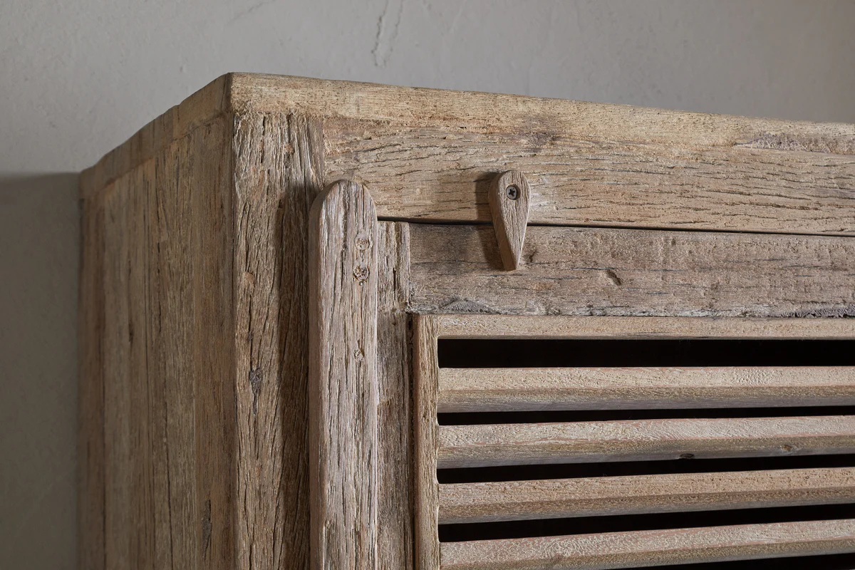 Ibo Reclaimed Wood Slatted Tall Cabinet - Natural - Image 10