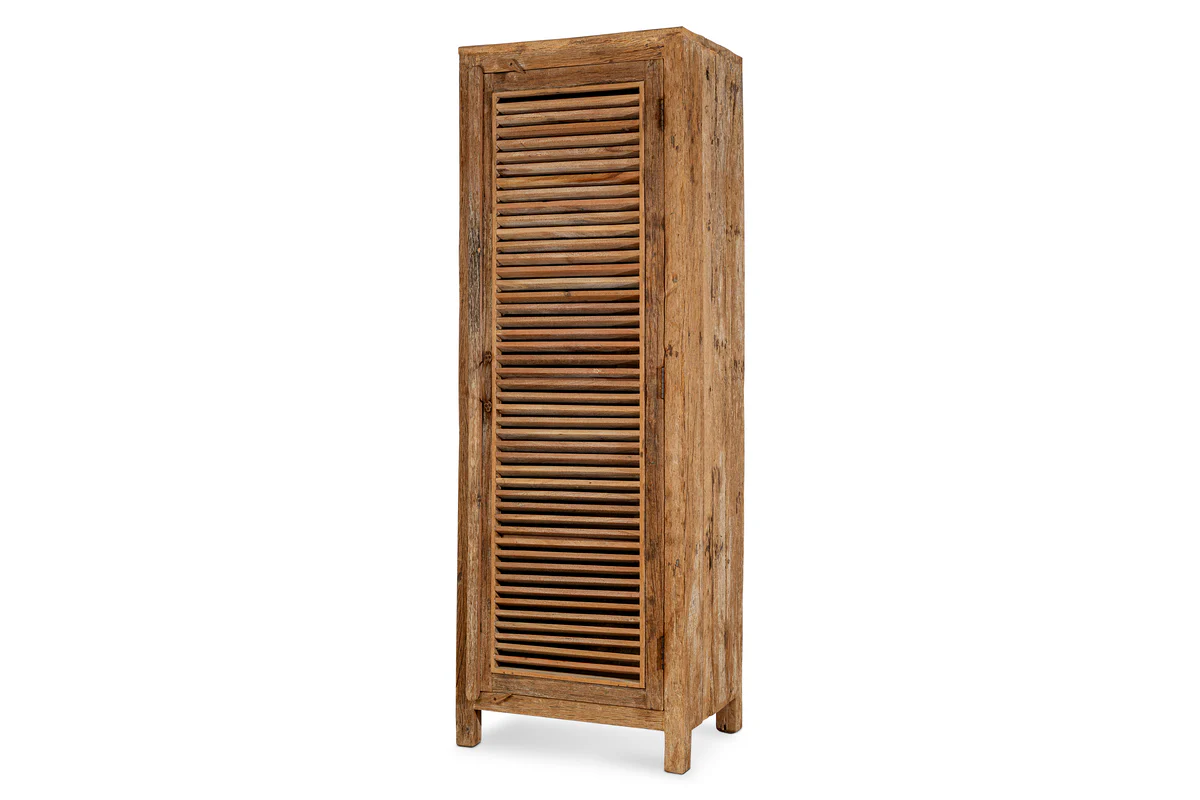 Ibo Reclaimed Wood Slatted Tall Cabinet - Natural - Image 11