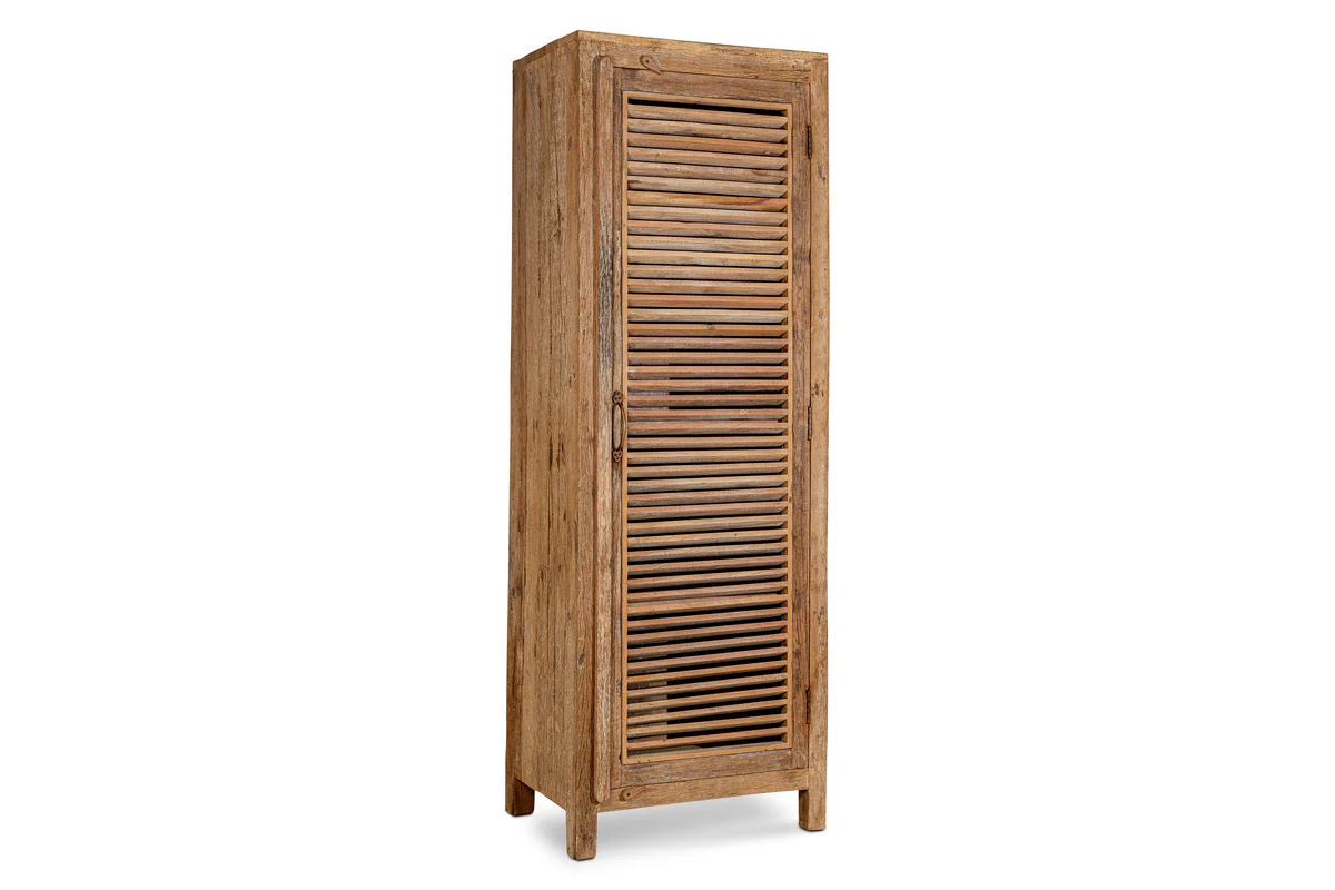 Ibo Reclaimed Wood Slatted Tall Cabinet - Natural - Image 13