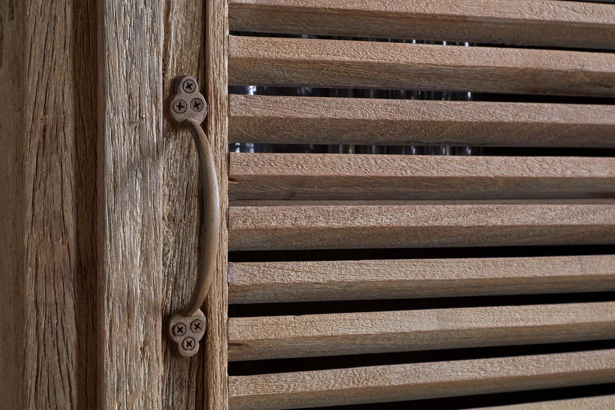 Ibo Reclaimed Wood Slatted Tall Cabinet - Natural - Image 7