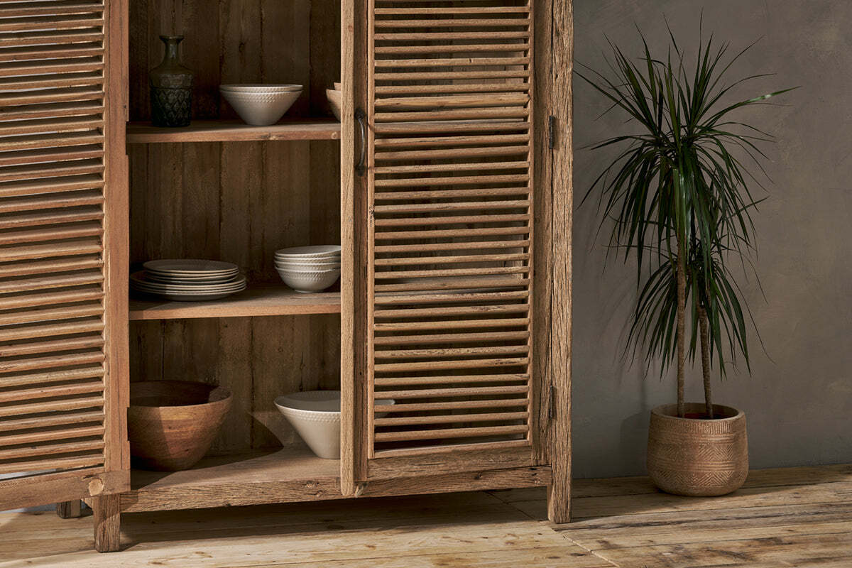 Ibo Reclaimed Wooden Slatted Cabinet – Natural - Large - Image 5