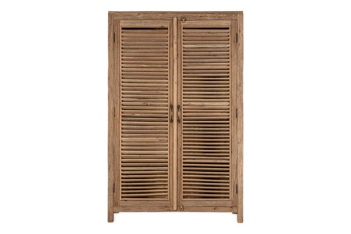 Ibo Reclaimed Wooden Slatted Cabinet – Natural - Large - Image 7