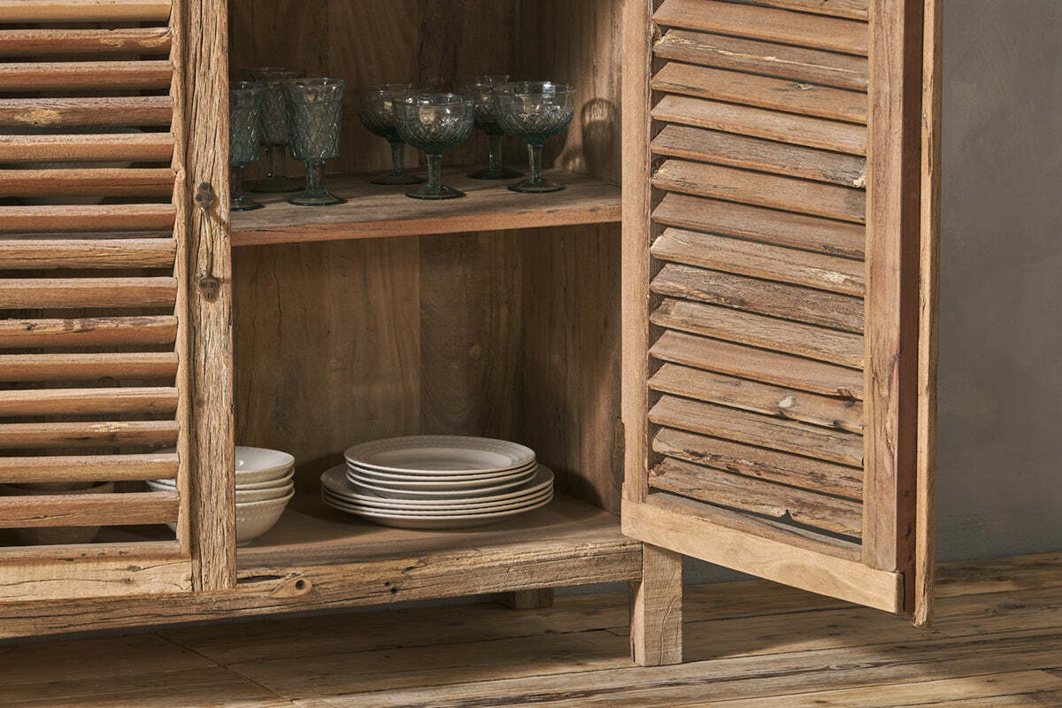 Ibo Reclaimed Wooden Slatted Sideboard - Natural - Image 3