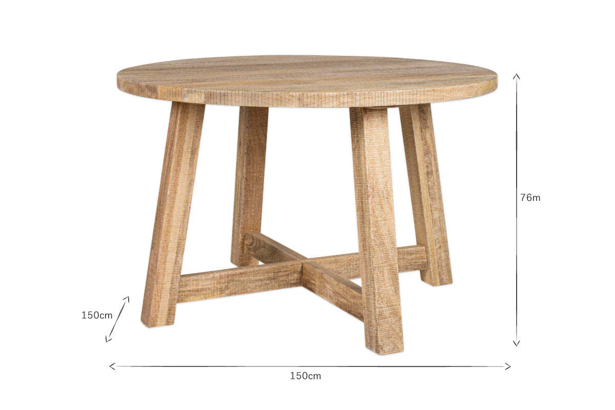Indali Mango Wood Round Dining Table - Natural - Image 11