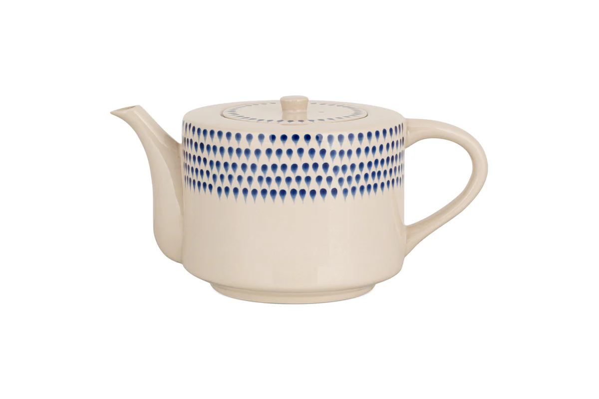 Indigo Drop 4 Person Teapot - Cream & Indigo - Image 5