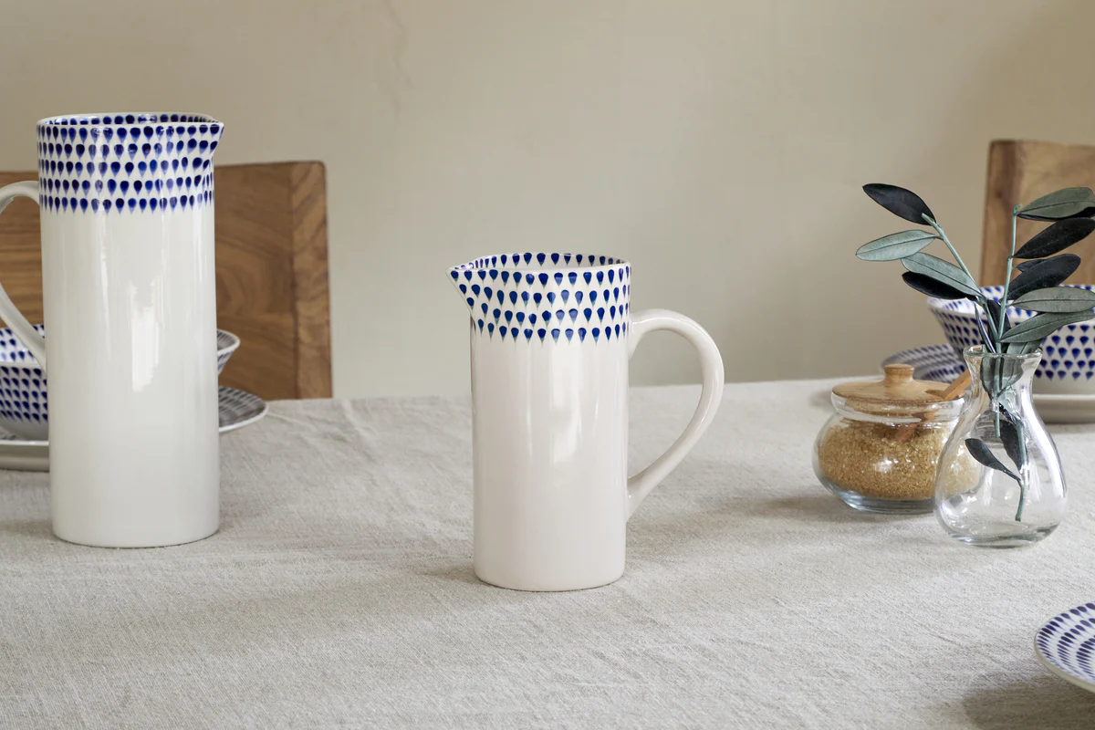 Indigo Drop Jug - Cream & Indigo - Small