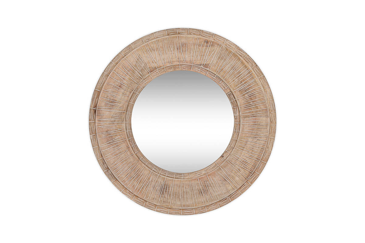 Itwa Mango Wood Carved Mirror - Natural - Image 4