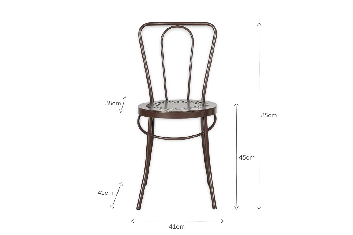 Jeavika Iron Outdoor Bistro Chair  - Dark Brown - Image 6