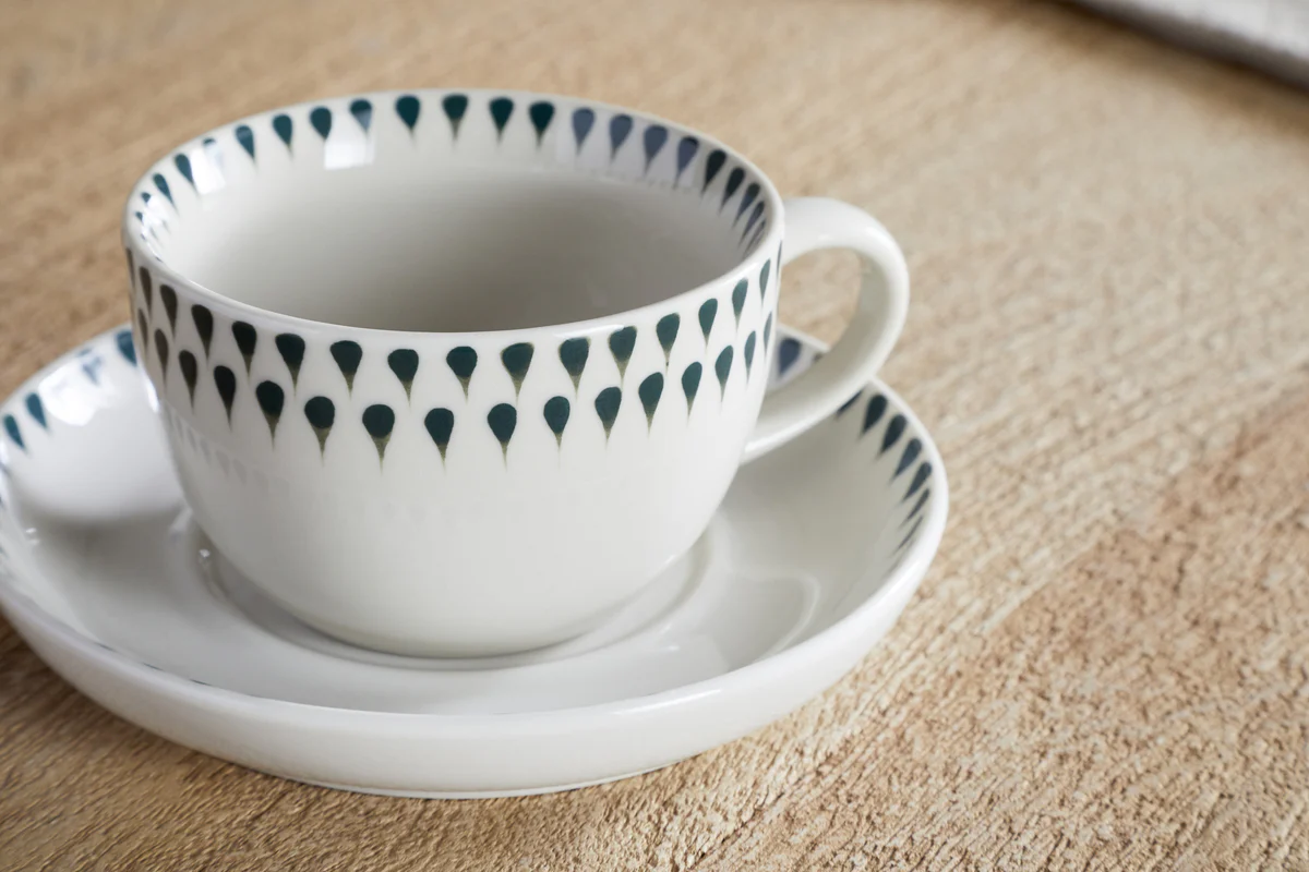 Juniper Drop Cup & Saucer - Cream & Juniper - Image 2
