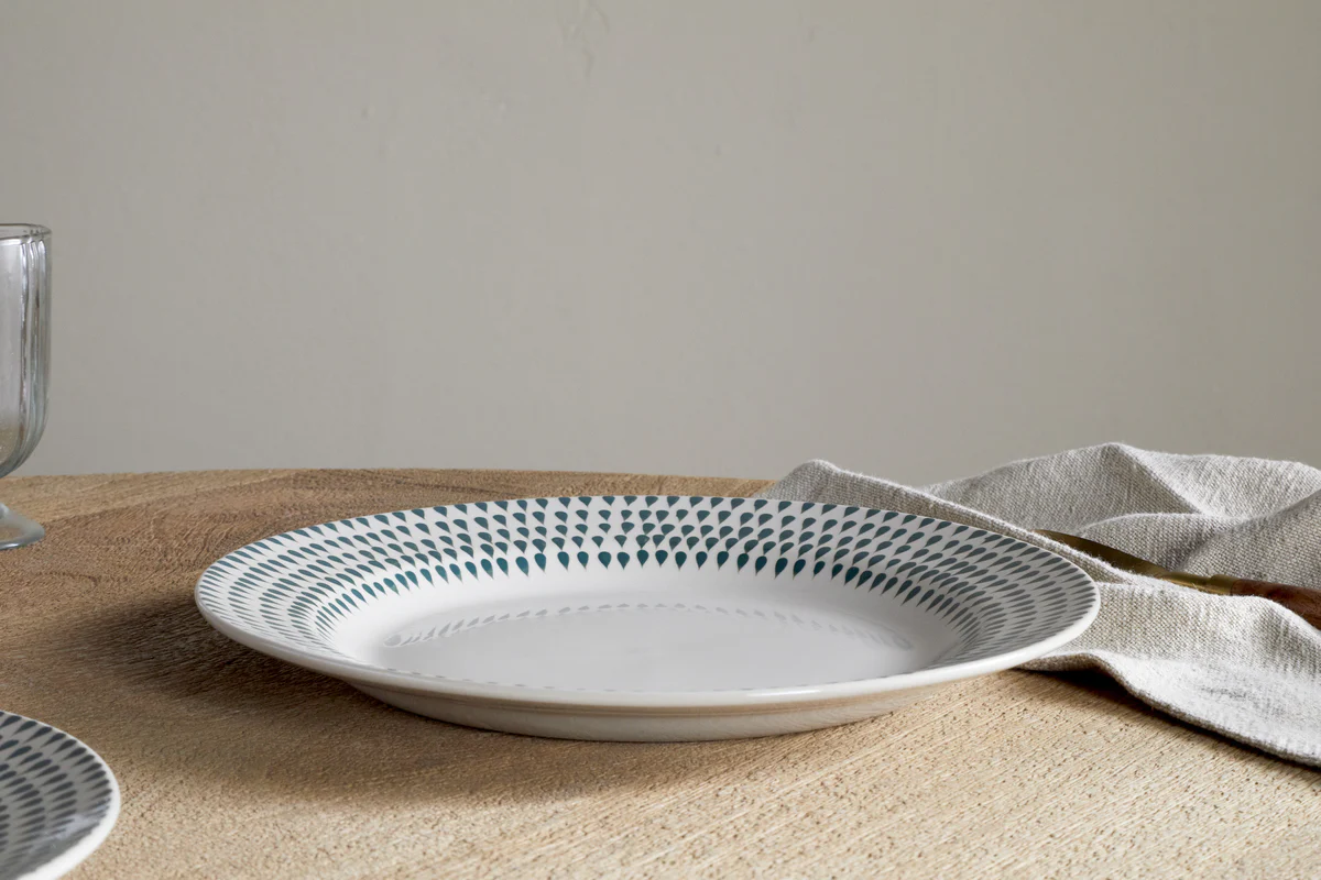 Juniper Drop Dinnerware Set - Cream & Juniper (Set of 12) - Image 3