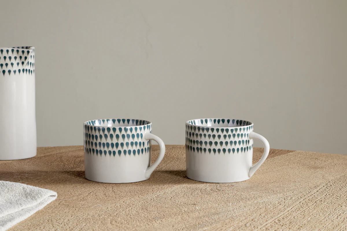 Juniper Drop Mug - Cream & Juniper - Small (Set of 2)