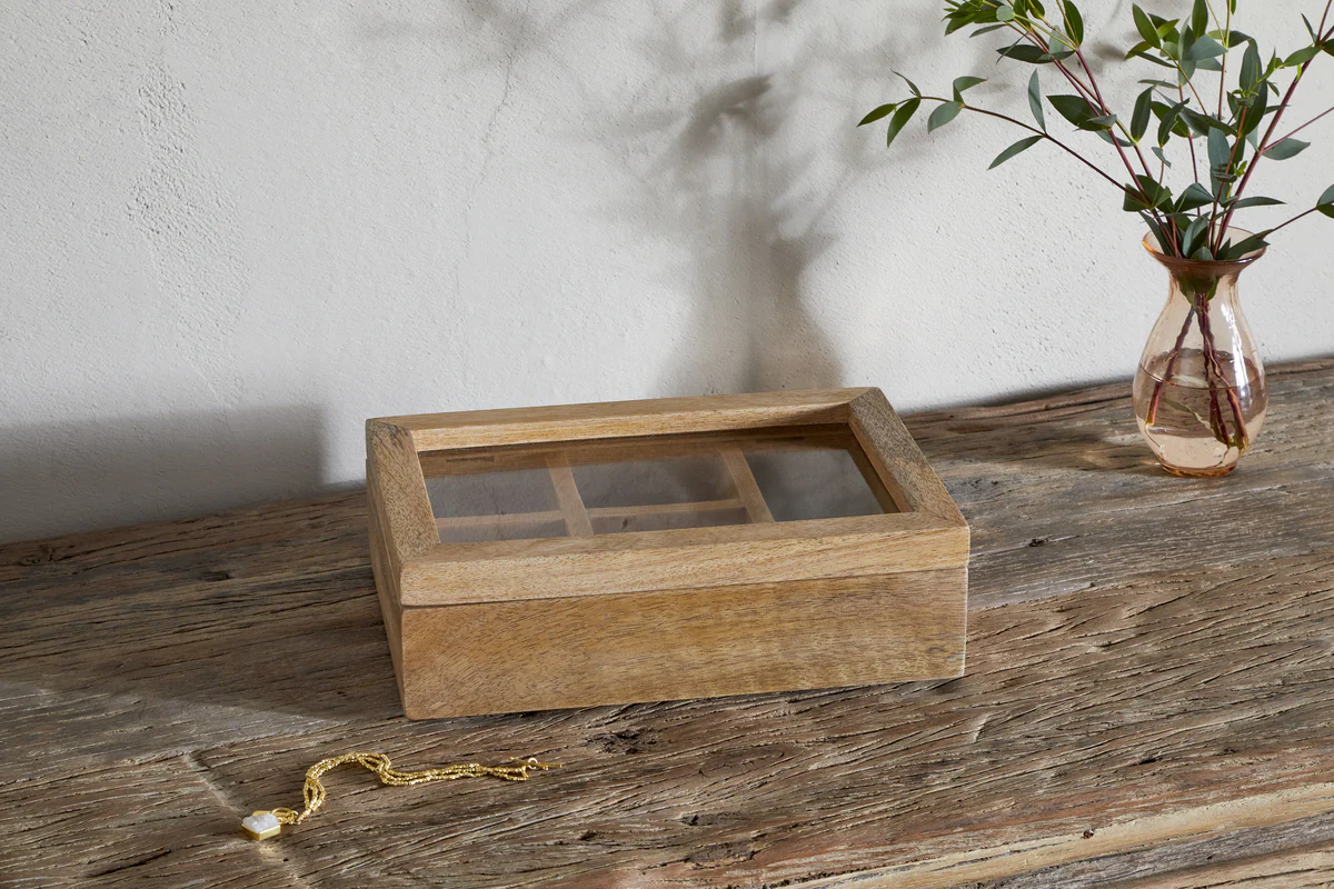 Kabani Mango Wood Jewellery Box - Natural - Image 3