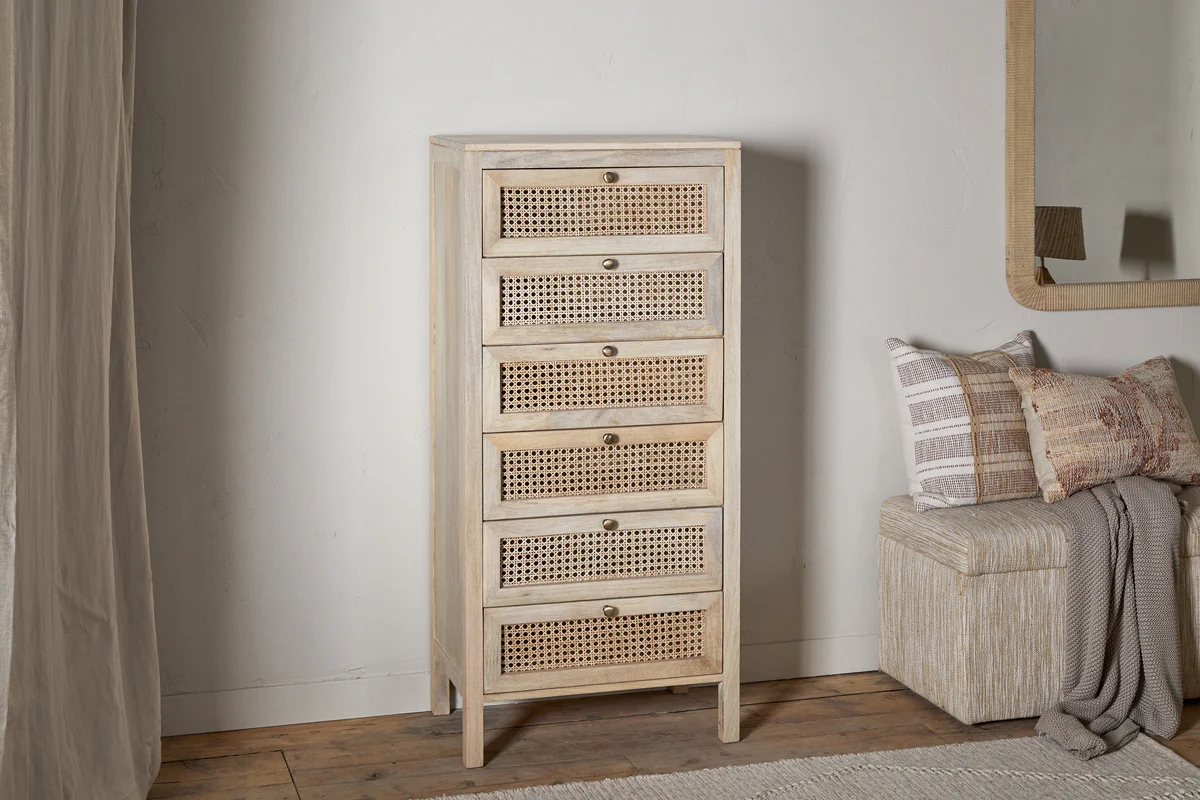 Kanz Mango Wood Tall Boy Chest of Drawers - Natural - Image 4