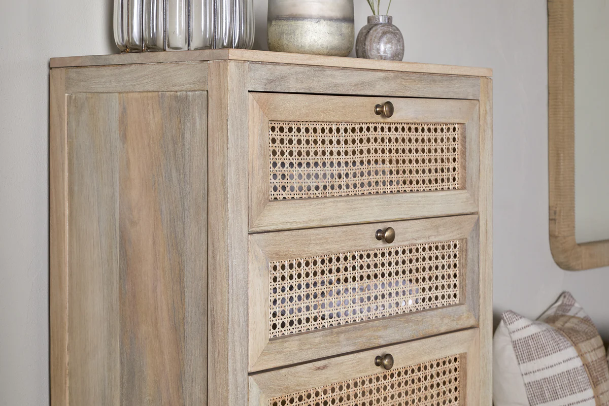 Kanz Mango Wood Tall Boy Chest of Drawers - Natural - Image 5