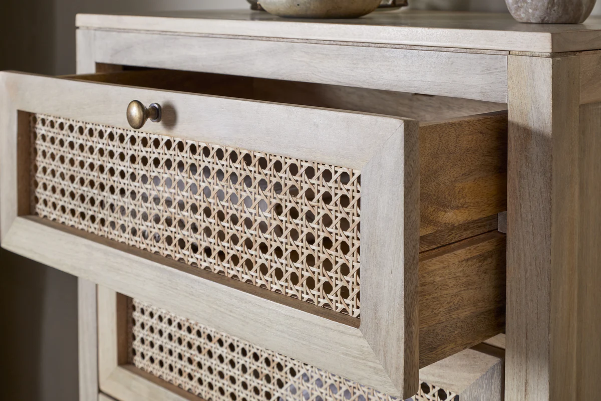 Kanz Mango Wood Tall Boy Chest of Drawers - Natural - Image 7