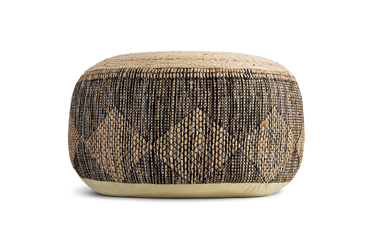 Kapil Jute Round Pouf - Charcoal - Image 5