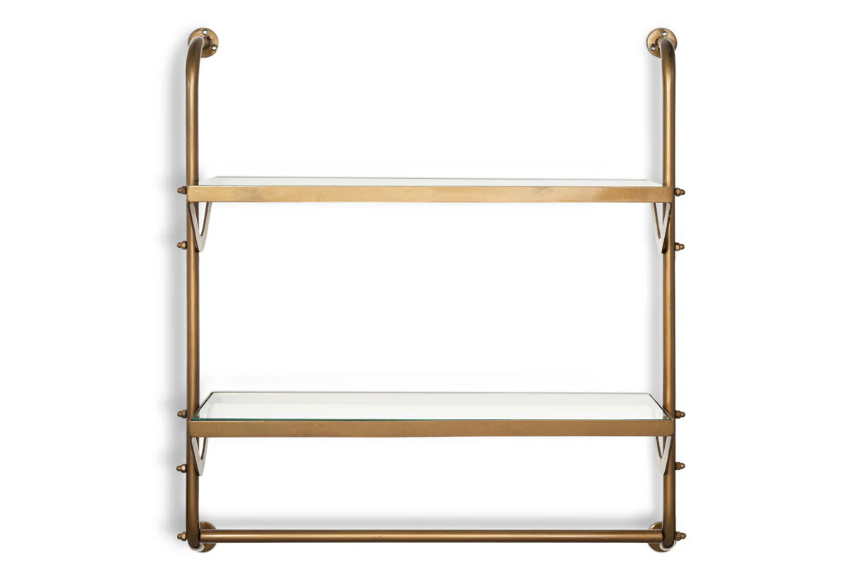Karura Wall Shelves with Towel Rail - Antique Brass - Image 6