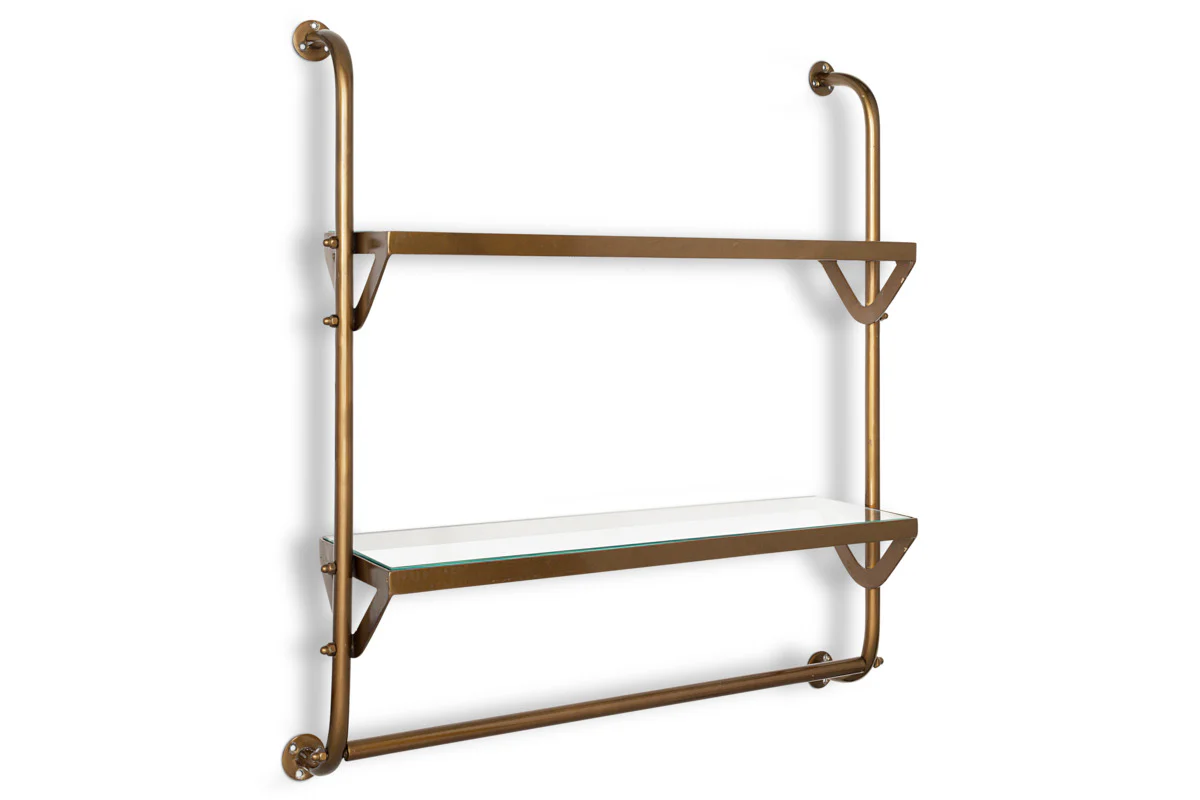 Karura Wall Shelves with Towel Rail - Antique Brass - Image 7