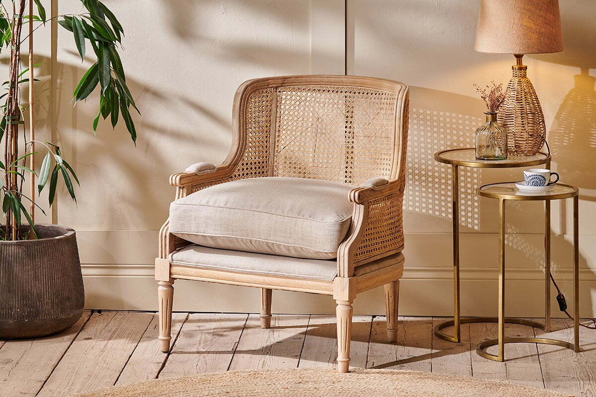 Kaziria Cane & Linen Armchair - Natural - Image 3