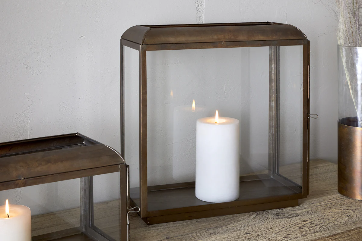 Kiwanda Tall Lantern - Antique Brass