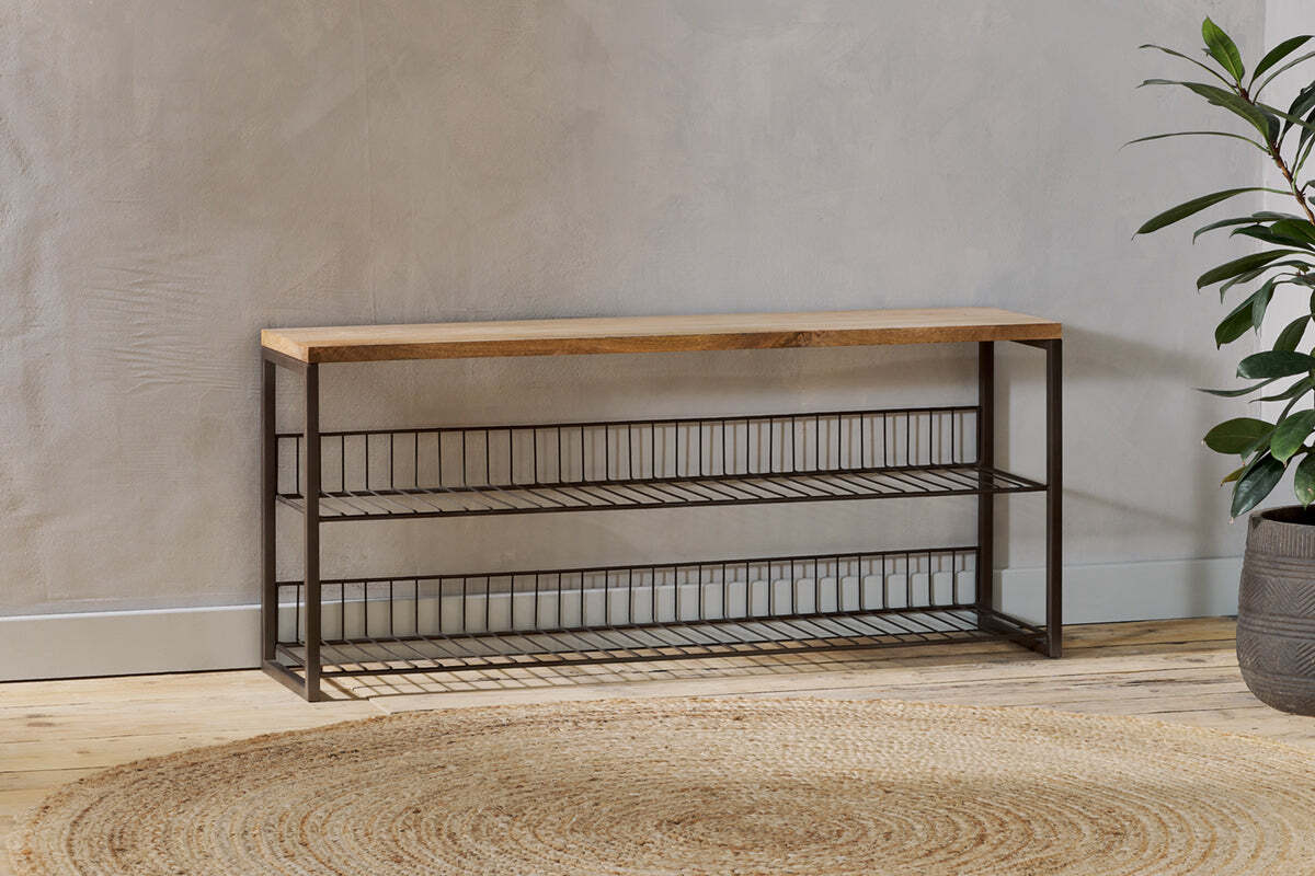 Kiyoma Iron & Wood Low Standing Shelves  - Natural - Image 2