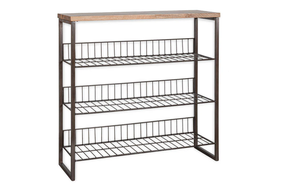 Kiyoma Iron & Wood Tall Standing Shelves - Natural - Image 7