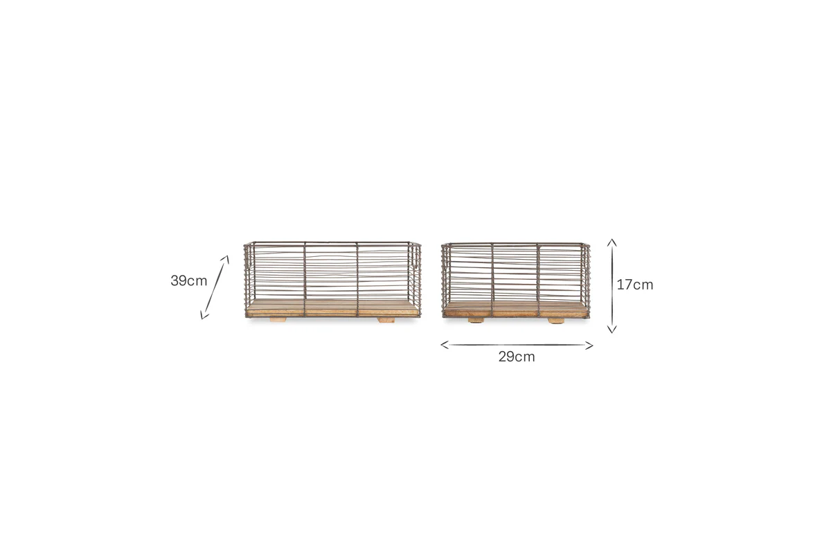 Kochi Iron & Mango Wood Baskets - Brown (Set of 2) - Image 7