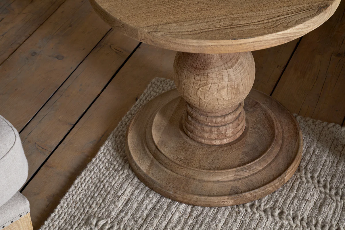 Laya Round Carved Side Table - Natural - Image 3