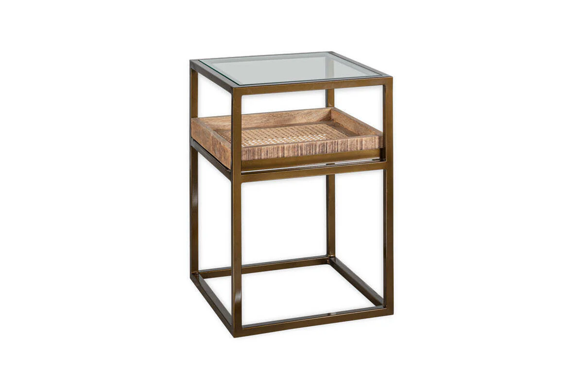 Luzon Iron & Mango Wood Display Side Table - Brass - Image 7