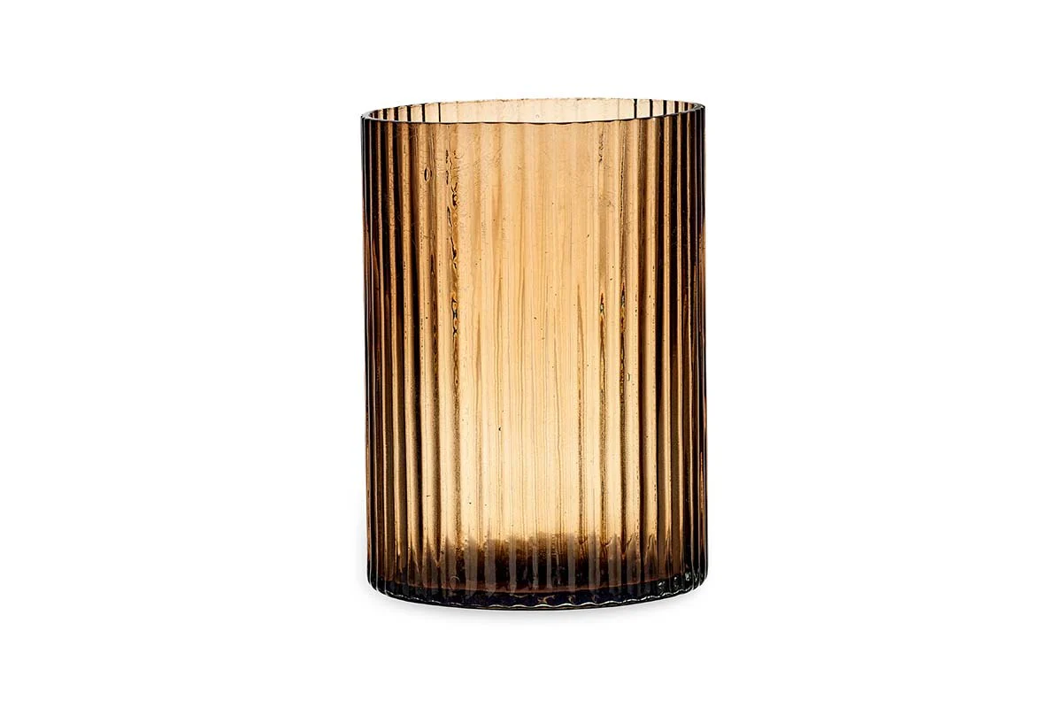 Malana Recycled Glass Candle Holder - Smoke Brown - Image 8