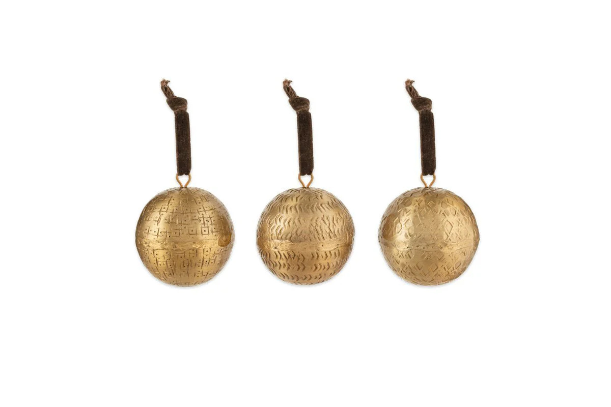 Manya Metal Round Baubles - Brass - (Set of 3) - Image 4