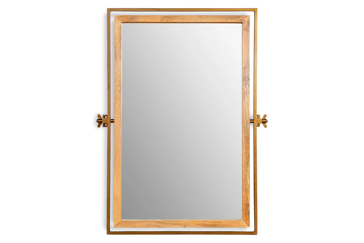 Mar Swivel Wall Mirror - Antique Brass & Natural - Image 5