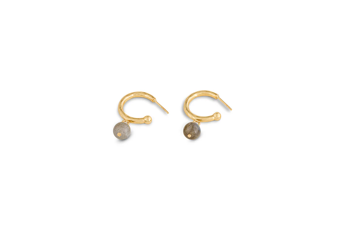Marai Labradorite Earrings - Labradorite & Gold - Image 3