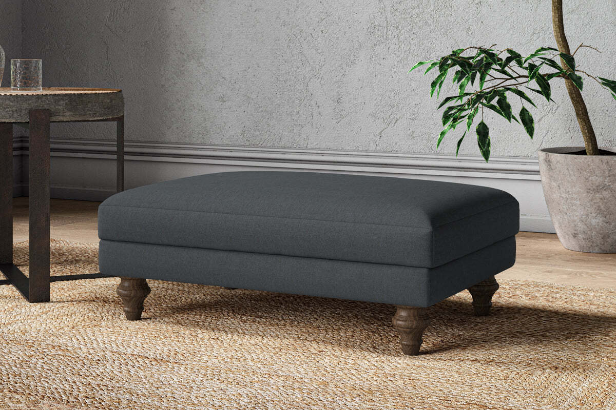 Marri Medium Footstool - Recycled Cotton Thunder - Image 2