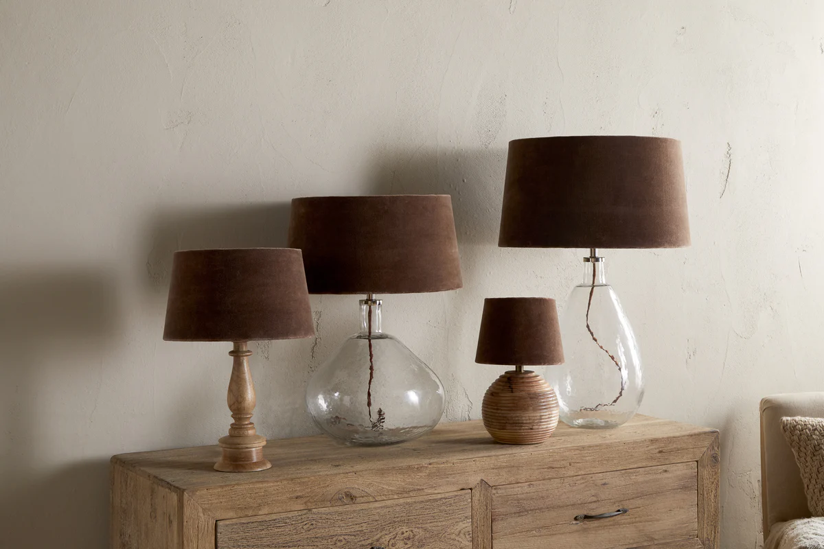 Mendai Velvet & Linen Lampshade - Mocha - Image 2