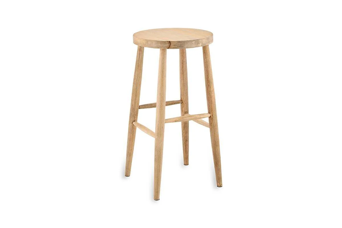 Mengwi Mango Wood Round Bar Stool - Natural - Image 6