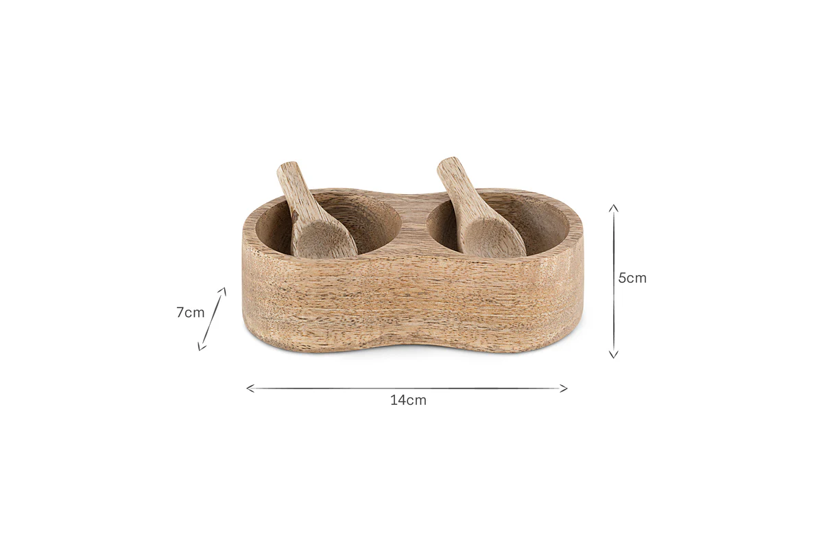 Milaku Mango Wood Salt & Pepper Server - Natural - Image 3