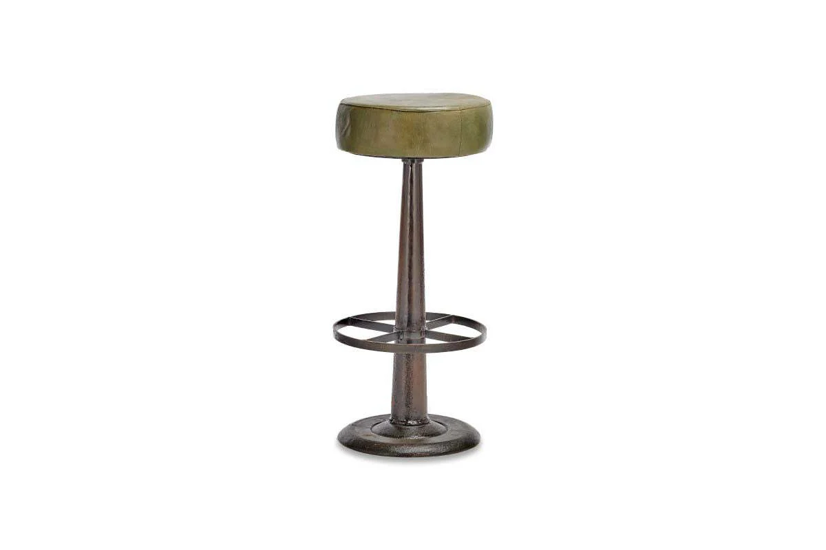 Narwana Leather Round Stool - Rich Green - Image 6