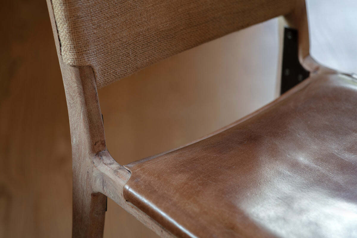 Nayan Leather & Jute Counter Chair - Tan - Image 8