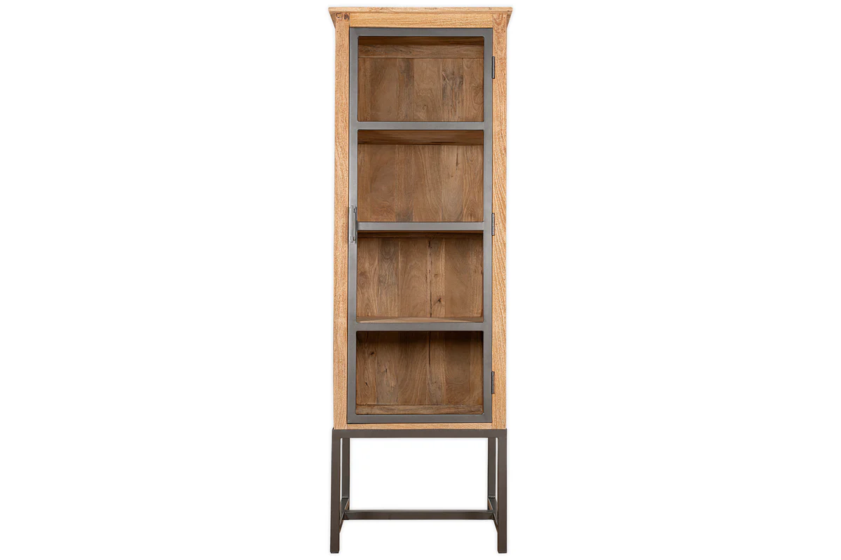 Nirvi Mango Wood & Iron Tall Cabinet - Black - Image 9