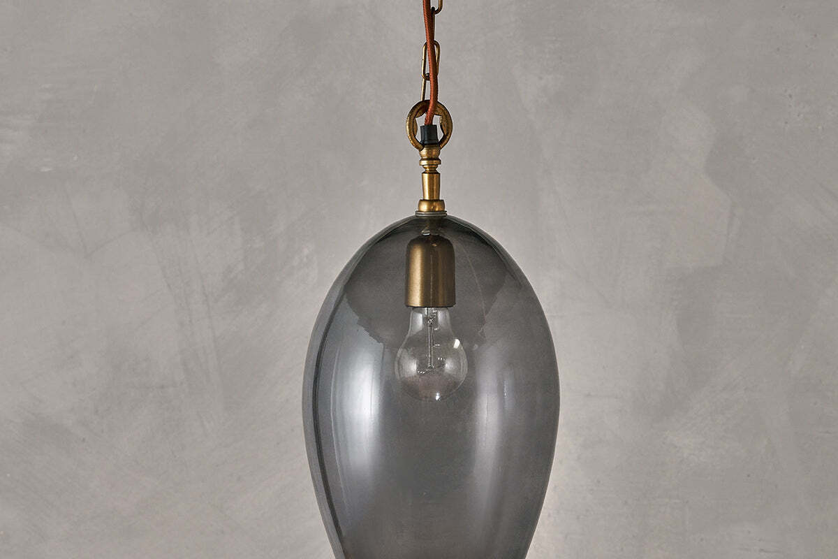 Otoro Recycled Glass Pendant - Smoke - Small Oval - Image 4