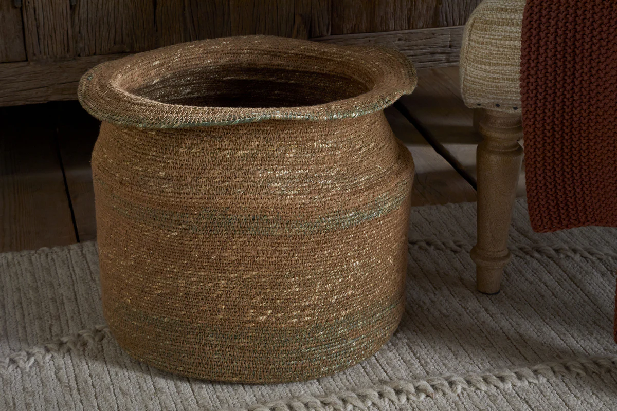 Rana Tall Basket - Natural & Moss - Image 2