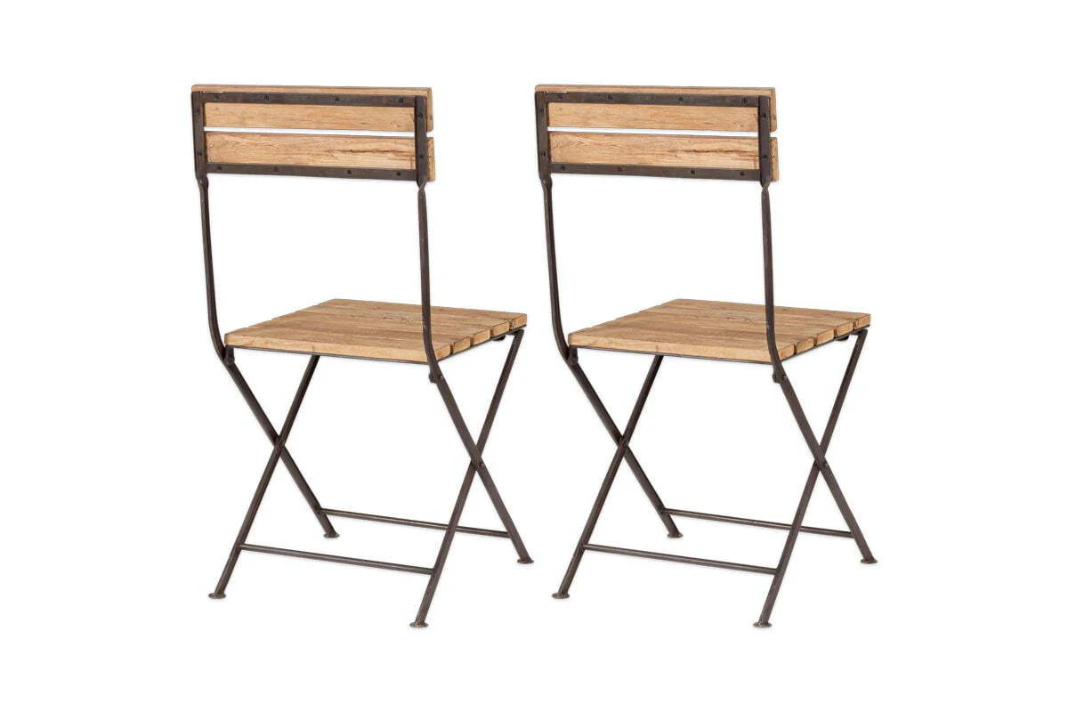 Rishikesh Reclaimed Wood & Iron Folding Chairs - (Set of 2) - Image 12