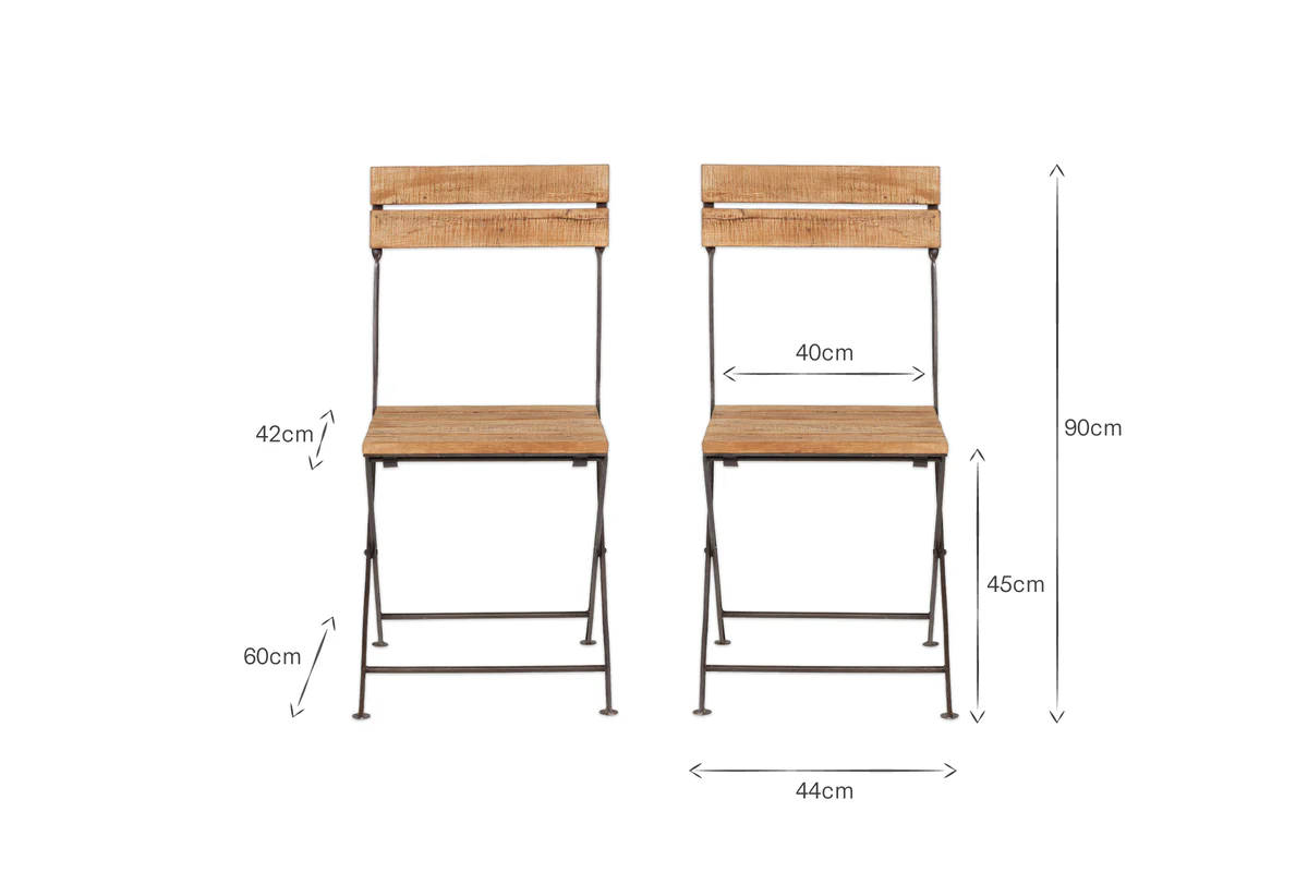 Rishikesh Reclaimed Wood & Iron Folding Chairs - (Set of 2) - Image 9