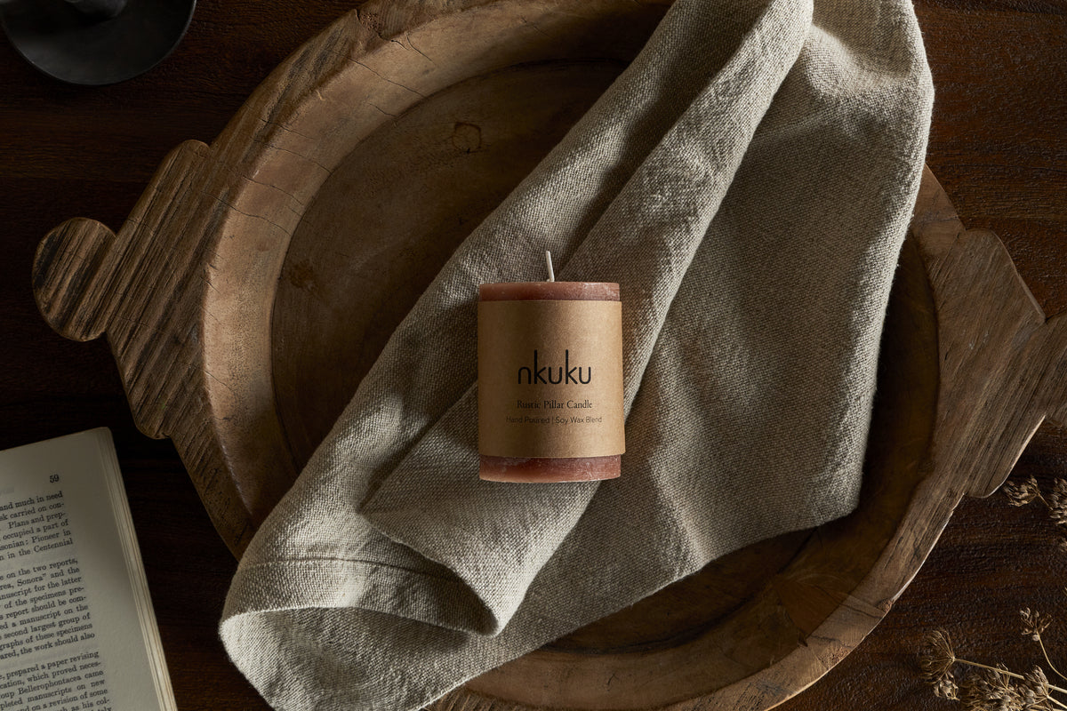 Rustic Soy Blend Mini Pillar Candle - Rust - Image 3