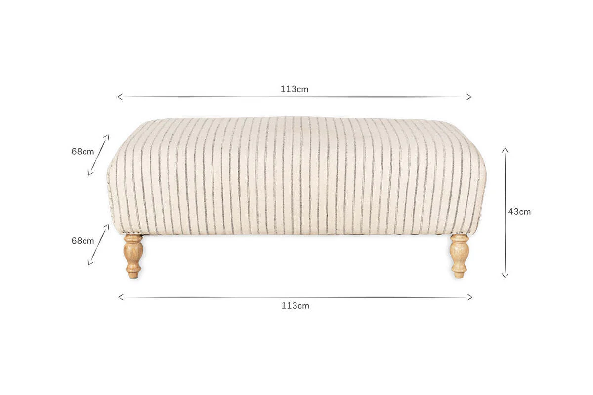 Sanja Stripe Upholstered Ottoman - Off White - Image 5