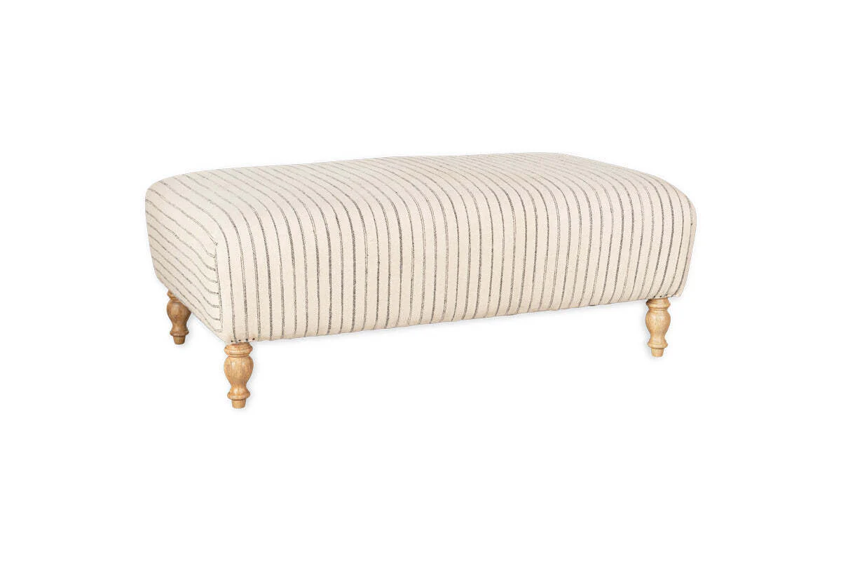 Sanja Stripe Upholstered Ottoman - Off White - Image 7